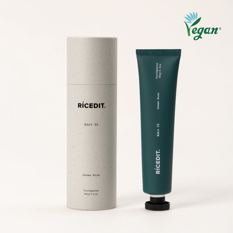 RICEDIT Edit 02 Green Rice Toothpaste with vegan-certified packaging