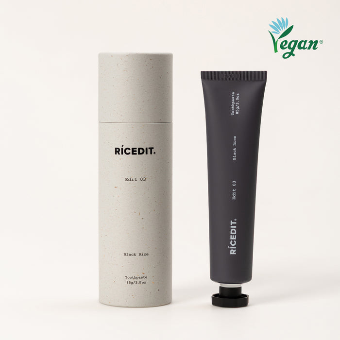 RICEDIT Edit 03 Black Rice Toothpaste with vegan-certified packaging
